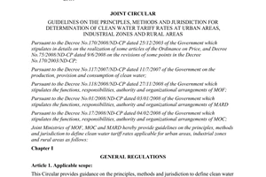 Joint cirular No. 95/2009/TTLT-BTC-BXD-BNN guidelines on the principles, methods