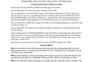 Quyết định 13/2009/QĐ-UBND mức phụ cấp hàng tháng cán bộ không chuyên trách Lai Châu