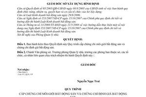 Quyết định 43/QĐ-SXD Quy trình cấp chứng chỉ môi giới bất động sản