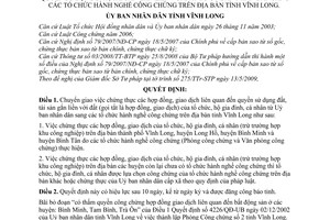 Quyết định 12/2009/QĐ-UBND chuyển giao chứng thực hợp đồng, giao dịch quyền sử dụng đất, tài sản gắn liền với đất công chứng địa bàn tỉnh Vĩnh Long