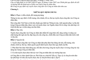 Thông tư 30/2009/TT-BCA quy định tuyển Công an nhân dân