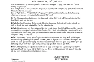 Thông tư 99/2009/TT-BTC định mức phí nhập, xuất vật tư, thiết bị dự trữ nhà nước cửa kho Cục Dự trữ quốc gia