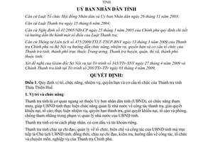 Quyết định 1014/QĐ-UBND chức năng nhiệm vụ quyền hạn cơ cấu Thanh tra Huế