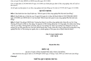 Quyết định 20/2009/QĐ-UBND Điều lệ quản lý Khu công nghiệp Phú Hội Lâm Đồng