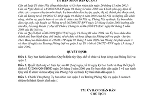 Quyết định 03/2009/QĐ-UBND Quy chế tổ chức hoạt động Phòng Nội vụ quận 3