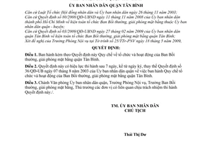 Quyết định 06/2009/QĐ-UBND Quy chế tổ chức hoạt động Ban Bồi thường, giải phóng mặt bằng quận Tân Bình