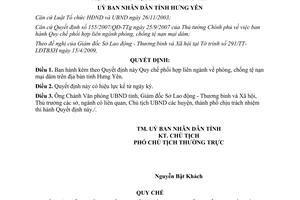 Quyết định 979/QĐ-UBND năm 2009 phối hợp phòng chống tệ nạn mại dâm Hưng Yên