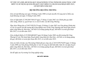 Quyết định 2424/QĐ-BCT 2009 sửa đổi quy hoạch quặng đá quý đất hiếm và urani