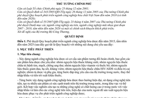 Quyết định 81/2009/QĐ-TTg phê duyệt quy hoạch phát triển ngành công nghiệp hóa dược đến năm 2015, tầm nhìn 2025