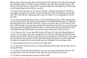 Chỉ thị 79/CT-BVHTTDL triển khai thực hiện chiến lược phát triển văn hoá đến năm 2020