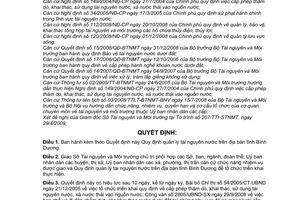 Quyết định 33/2009/QĐ-UBND Quy định quản lý tài nguyên nước tỉnh Bình Dương