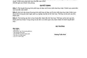 Quyết định 1913/QĐ-BVHTTDL phê duyệt Chương trình phối hợp chỉ đạo tổ chức triển khai thực hiện Chiến lược phát triển văn hoá đến năm 2020