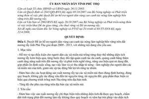 Quyết định 1304/QĐ-UBND duyệt đề án hỗ trợ người dân vùng cao canh tác nông lâm nghiệp bền vững đất nương rẫy tỉnh Phú Thọ giai đoạn 2009-2013