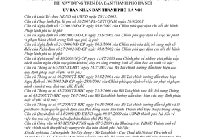 Quyết định 73/2009/QĐ-UBND bổ sung  14/2009/QĐ-UBND thu phí xây dựng địa bàn thành phố Hà Nội