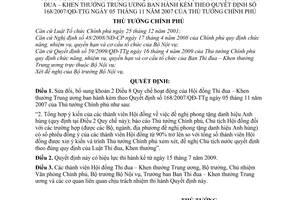 Quyết định 82/2009/QĐ-TTg sửa đổi Quy chế hoạt động của Hội đồng Thi đua Khen thưởng Trung ương hướng dẫn 168/2007/QĐ-TTg