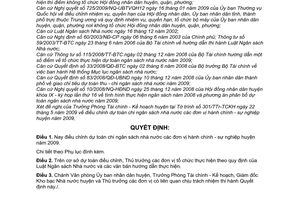 Quyết định 07/2009/QĐ-UBND điều chỉnh dự toán chi ngân sách nhà nước đơn vị hành chính sự nghiệp huyện năm 2009