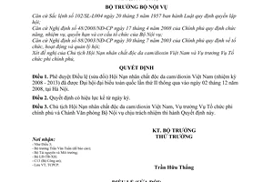 Quyết định 836/QĐ-BNV Điều lệ sửa đổi Hội Nạn nhân chất độc da cam dioxin Việt Nam 2008-2013