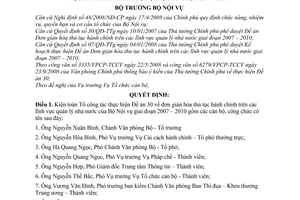 Quyết định 845/QĐ-BNV kiện toàn Tổ công tác Đề án 30 đơn giản hóa thủ tục hành chính lĩnh vực quản lý nhà nước Bộ Nội vụ giai đoạn 2007–2010