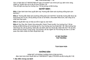 Quyết định 1846/QĐ-BYT Hướng dẫn Giám sát phòng chống dịch cúm A H1N1