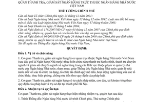 Quyết định 83/2009/QĐ-TTg chức năng, nhiệm vụ, quyền hạn cơ cấu tổ chức cơ quan thanh tra giám sát ngân hàng thuộc Ngân hàng Nhà nước Việt Nam