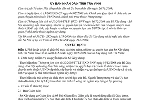 Quyết định 977/QĐ-UBND 2009 đề án tổ chức bộ máy Sở Xây dựng Trà Vinh