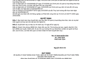 Quyết định 51/2009/QĐ-UBND quản lý hoạt động khai thác, bảo vệ và phát triển nguồn lợi thuỷ sản trên địa bàn tỉnh Nghệ An