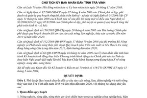 Quyết định 978/QĐ-UBND 2009 chuyển đổi cơ cấu sản xuất nông nghiệp Trà Vinh