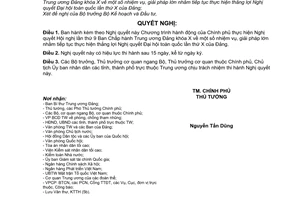 Nghị quyết 22/NQ-CP thực hiện Nghị quyết Hội nghị lần thứ 9 Ban Chấp hành Trung ương Đảng khóa X