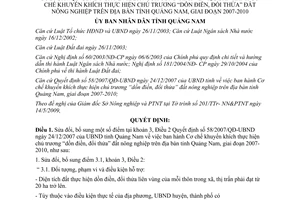 Quyết định 13/2009/QĐ-UBND sửa đổi khoản 3, Điều 2 Quyết định 58/2007/QĐ-UBND về