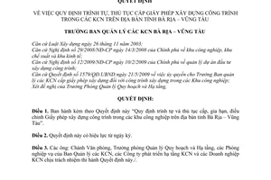 Quyết định 68/QĐ.BQL Quy định trình tự, thủ tục cấp Giấy phép xây dựng