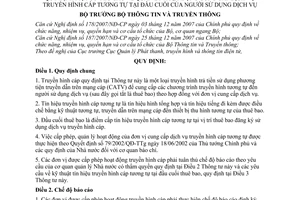 Thông tư 18/2009/TT-BTTTT yêu cầu quản lý hoạt động cung cấp dịch vụ truyền hình cáp tương tự đầu cuối sử dụng