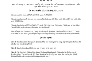 Quyết định 1671/2009/QĐ-UBND phát ngôn cung cấp thông tin cho báo chí Quảng Nin