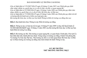 Thông tư 14/2009/TT-BGDĐT Điều lệ trường cao đẳng
