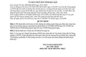 Quyết định 1138/QĐ-UBND điều chỉnh mức chi bồi dưỡng cho những người tham gia chữa cháy rừng trên địa bàn tỉnh Bắc Kạn