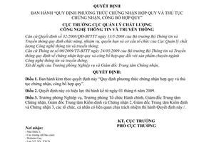 Quyết định 80/QĐ-QLCL phương thức chứng nhận hợp quy