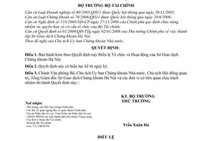 Quyết định 1354/QĐ-BTC Điều lệ Tổ chức Hoạt động Sở Giao dịch Chứng khoán Hà Nội