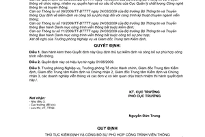 Quyết định 84/QĐ-QLCL thủ tục kiểm định  công bố sự phù hợp công trình viễn thông