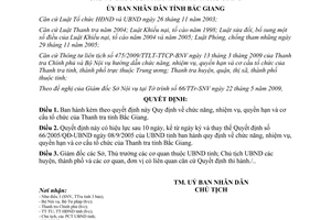 Quyết định 44/2009/QĐ-UBND Quy định chức năng nhiệm vụ quyền hạn cơ cấu