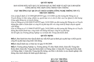 Quyết định 83/QĐ-QLCL mẫu Kết quả tự đánh giá sự phù hợp đo công bố sự phù hợp công trình viễn thông