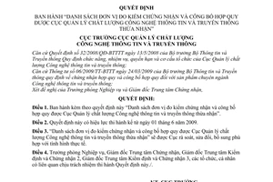 Quyết định 81/QĐ-QLC  Danh sách đơn vị đo kiểm chứng nhận