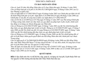 Quyết định 1100/2009/QĐ-UBND Quy định mức chế độ thu nộp quản lý sử dụng phí lệ phí lĩnh vực Tài nguyên Môi trường Thừa Thiên Huế