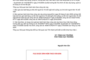 Công văn 3128/TCHQ-KTTT dữ liệu giá mặt hàng xe ô tô nhập khẩu