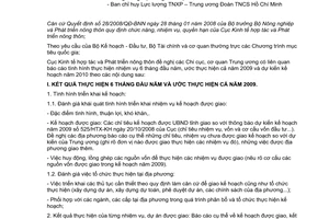 Công văn 255/KTHT-KH báo cáo tình hình thực hiện nhiệm vụ 6 tháng đầu năm, ước thực hiện cả năm 2009 và triển khai xây dựng kế hoạch năm 2010