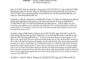 Công văn 2182/TCT-PC ưu đãi thuế thu nhập doanh nghiệp