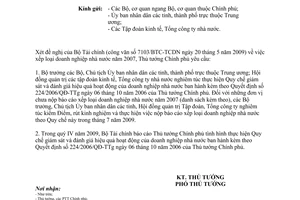 Công văn 907/TTg-ĐMDN thực hiện Quyết định 224/2006/QĐ-TTg