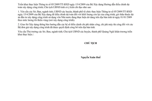 Công văn 1514/UBND-CNXD điều chỉnh dự toán xây dựng công trình theo Thông tư 05