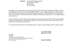 Công văn 941/TTg-KTN bổ sung vốn thực hiện Dự án di dân, tái định cư Trường bắn quốc gia khu vực 1, tỉnh Lạng Sơn