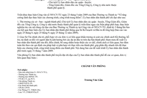 Công văn 4177/VP-THKH triển khai thực hiện Công văn 505-CV/TU “Về tăng cường lãnh đạo thực hiện các chương trình, công trình trọng điểm”