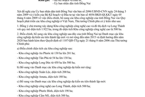 Công văn 964/TTg-KTN bổ sung khu công nghiệp của tỉnh Đồng Nai vào Quy hoạch phát triển các khu công nghiệp ở Việt Nam
