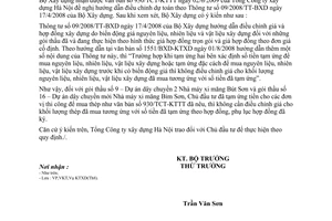 Công văn 1143/BXD-KTXD hướng dẫn điều chỉnh dự toán theo Thông tư 09/2008/TT-BXD